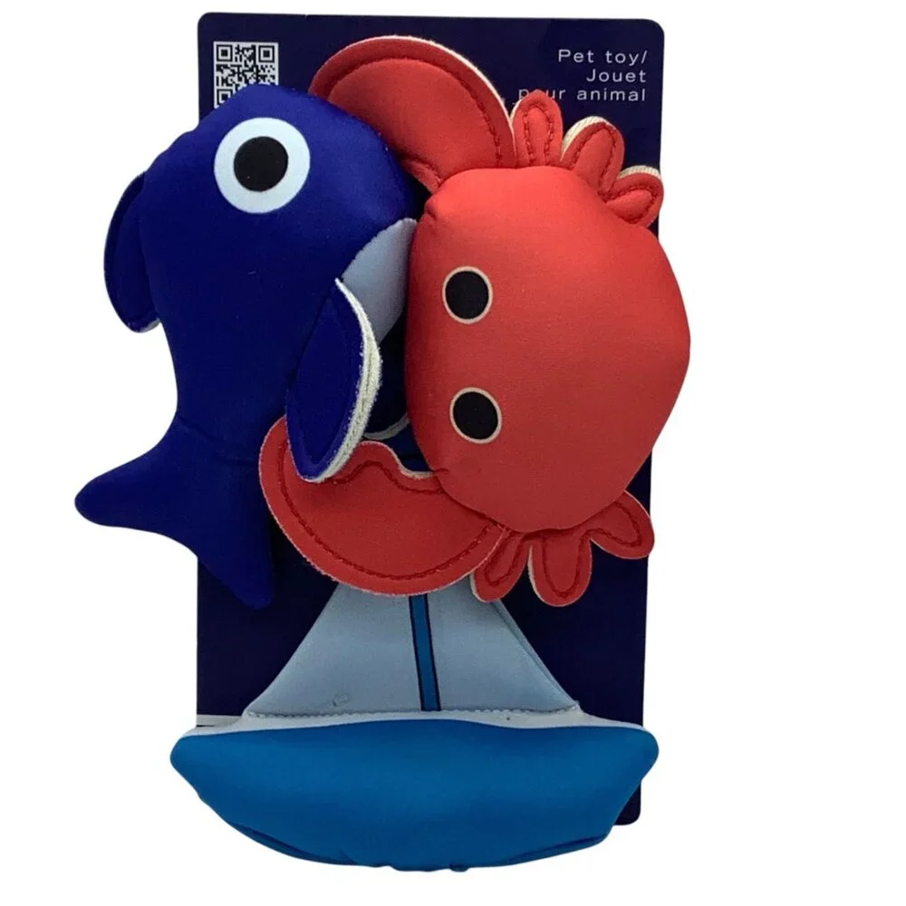 Nautica Crab Whale Sailboat Pet Toys Reinforced Stitching Non-Toxic Material NEW